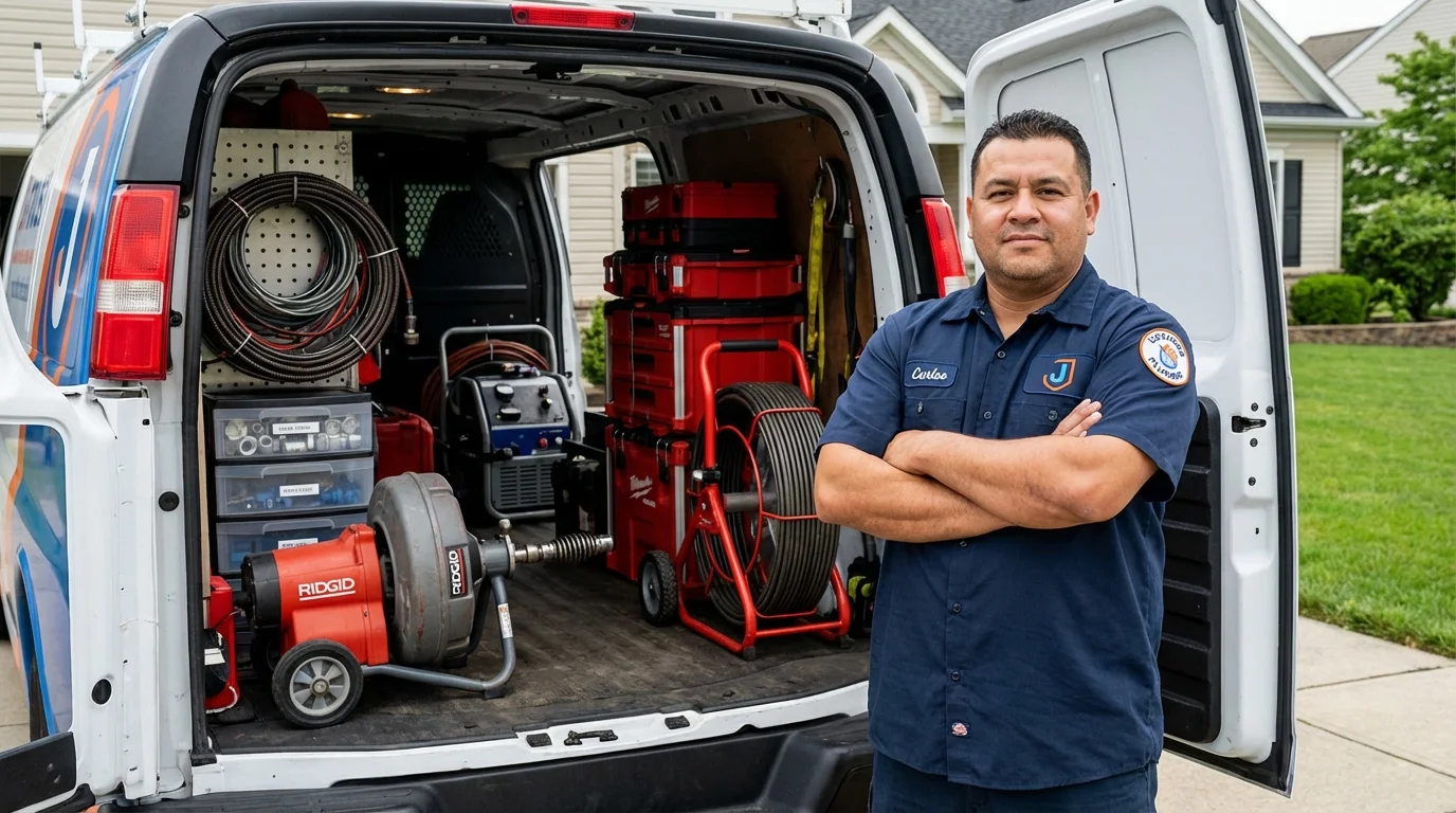 Professional drain cleaning equipment and Johns Plumbing LLC plumber in Hazel Green