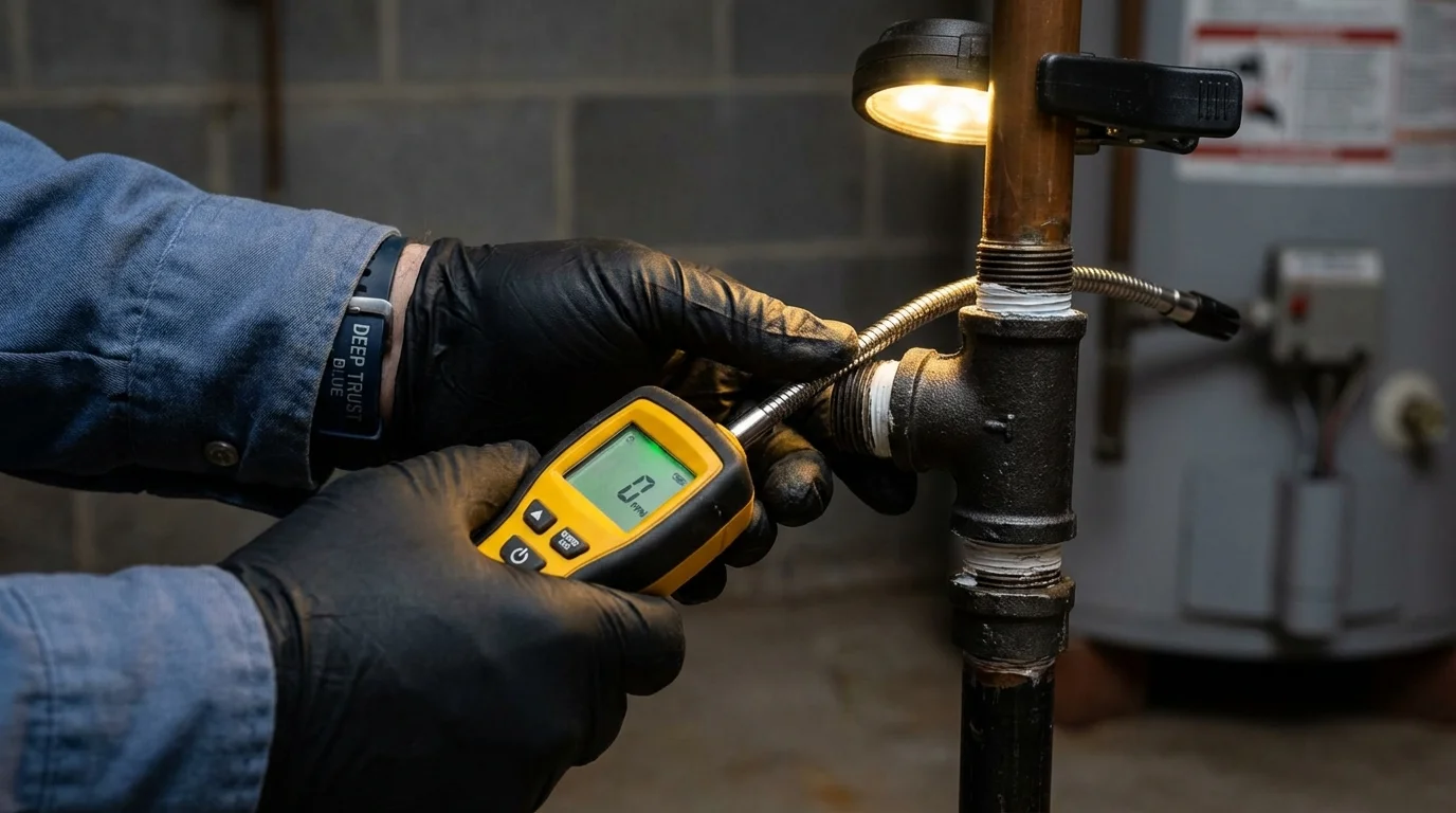 Gas leak detection with electronic sniffer by Johns Plumbing LLC in Hazel Green
